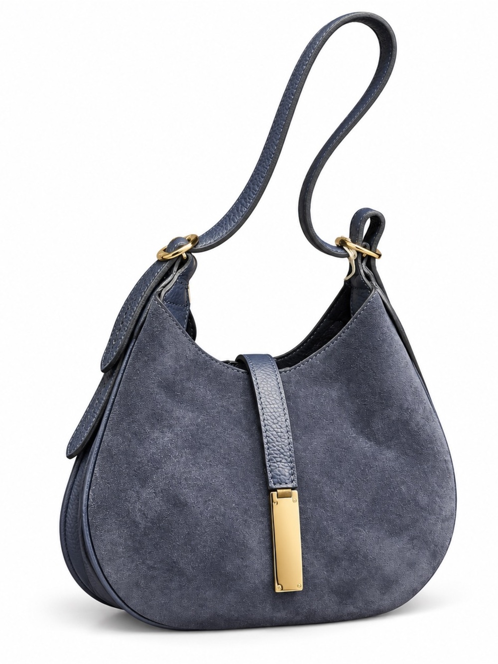 Navy Suede ID Hobo Shoulder Bag NWT